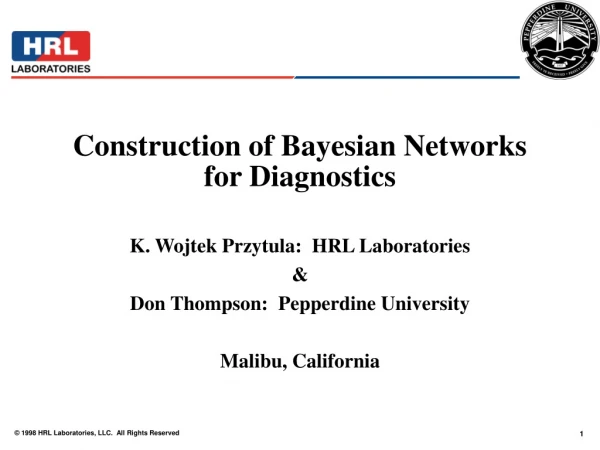 Construction of Bayesian Networks for Diagnostics