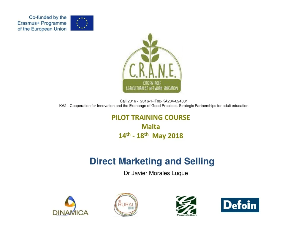 pilot training course malta 14 th 18 th may 2018