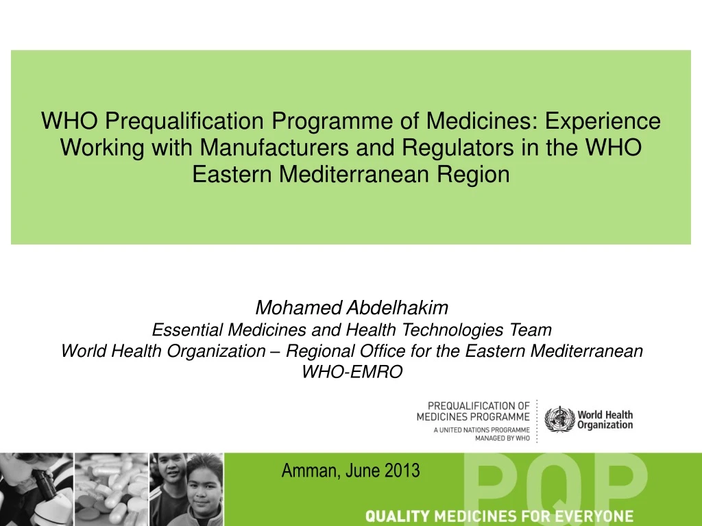 who prequalification programme of medicines