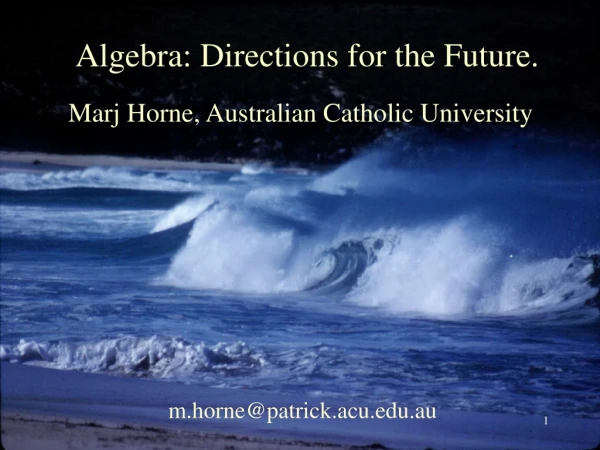 Algebra: Directions for the Future.