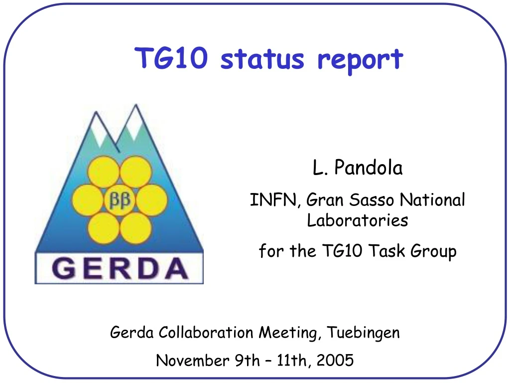 tg10 status report