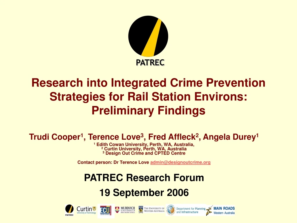 research into integrated crime prevention strategies for rail station environs preliminary findings