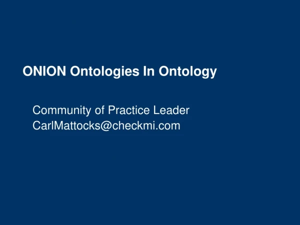 ONION Ontologies In Ontology