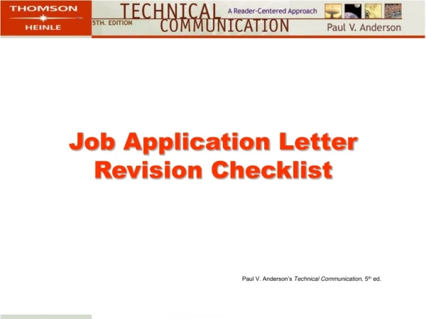 Job Application Letter Revision Checklist
