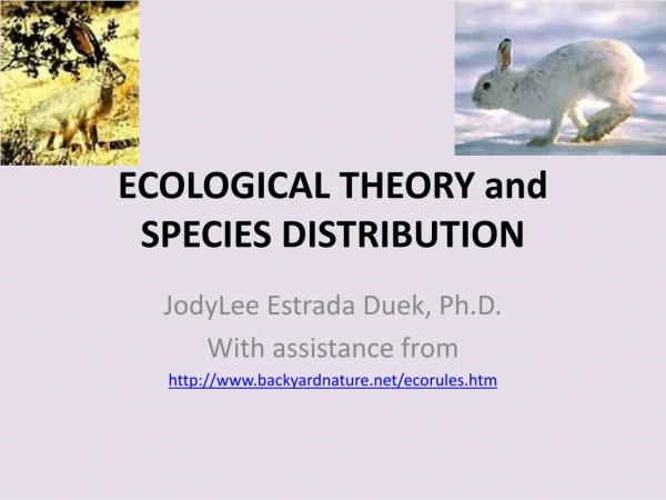 ECOLOGICAL THEORY and SPECIES DISTRIBUTION