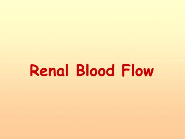 Renal Blood Flow