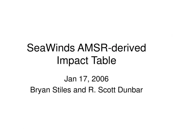 SeaWinds AMSR-derived Impact Table