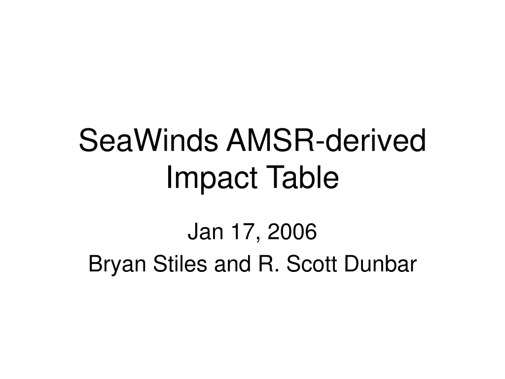 seawinds amsr derived impact table