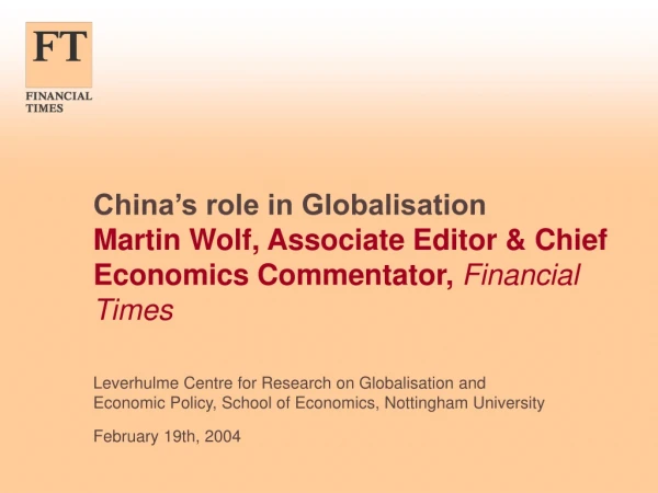 China’s role in Globalisation