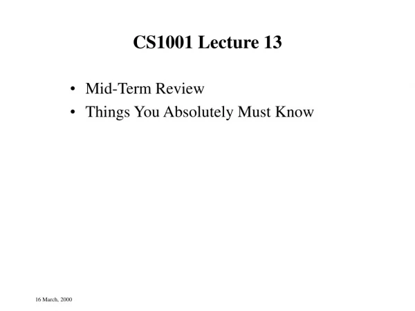 CS1001 Lecture 13