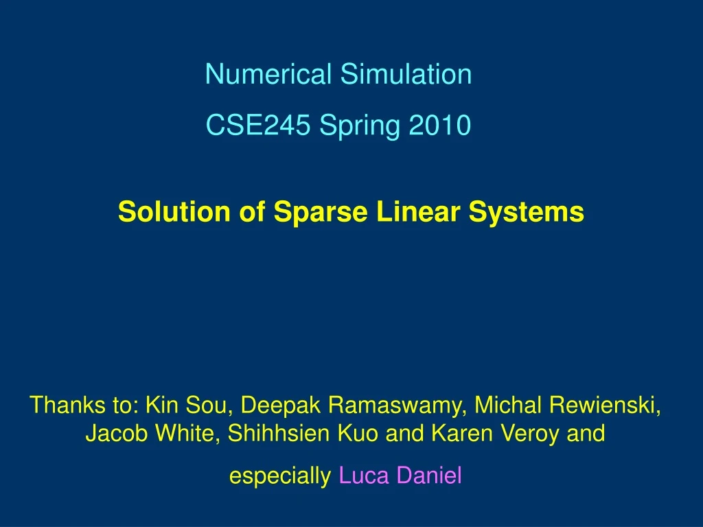 numerical simulation cse245 spring 2010