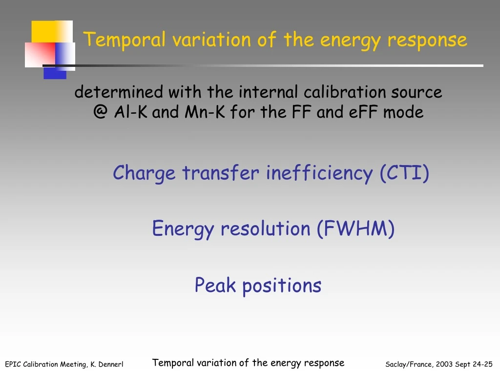 temporal variation of the energy response