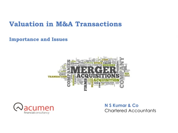 Valuation in M&amp;A Transactions Importance and Issues