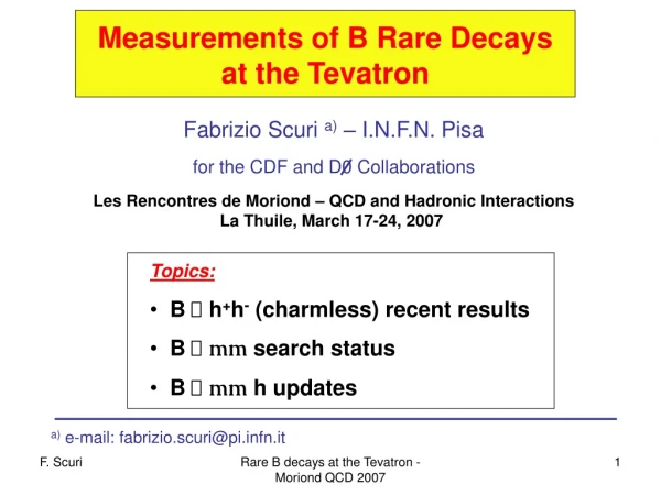Measurements of B Rare Decays at the Tevatron