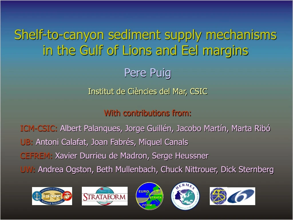 shelf to canyon sediment supply mechanisms in the gulf of lions and eel margins