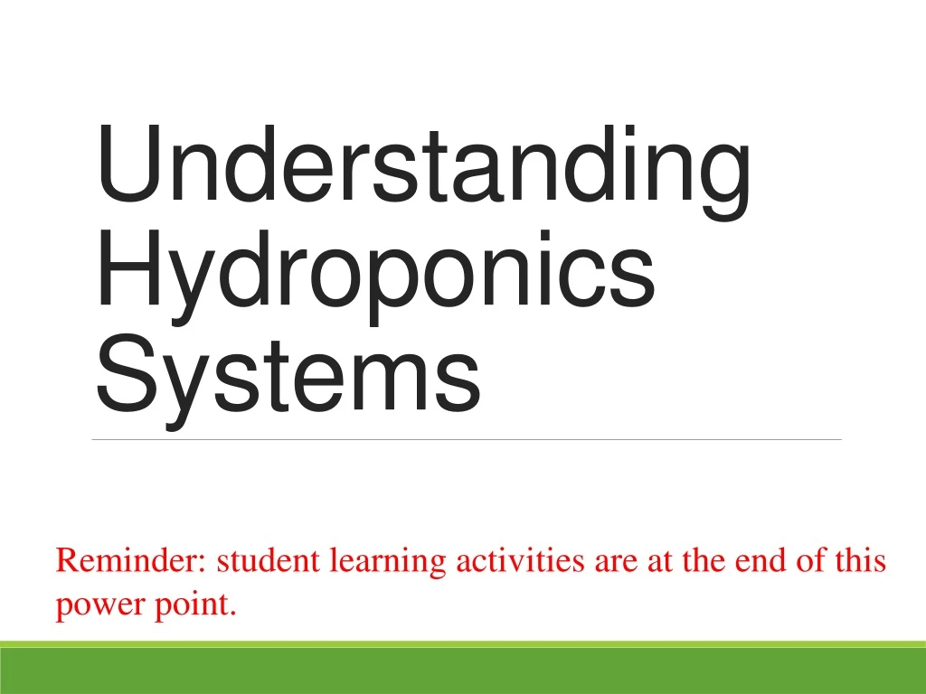 understanding hydroponics systems