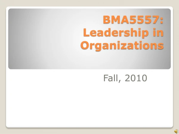 BMA5557: Leadership in Organizations