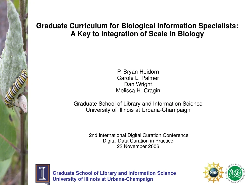 graduate curriculum for biological information specialists a key to integration of scale in biology