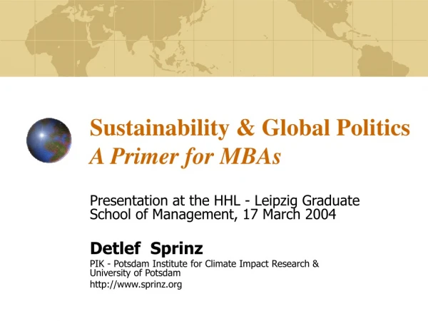 Sustainability &amp; Global Politics  A Primer for MBAs