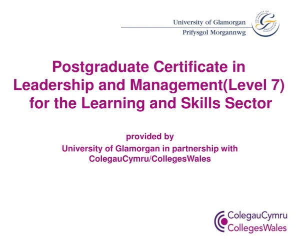 provided by University of Glamorgan in partnership with ColegauCymru/CollegesWales