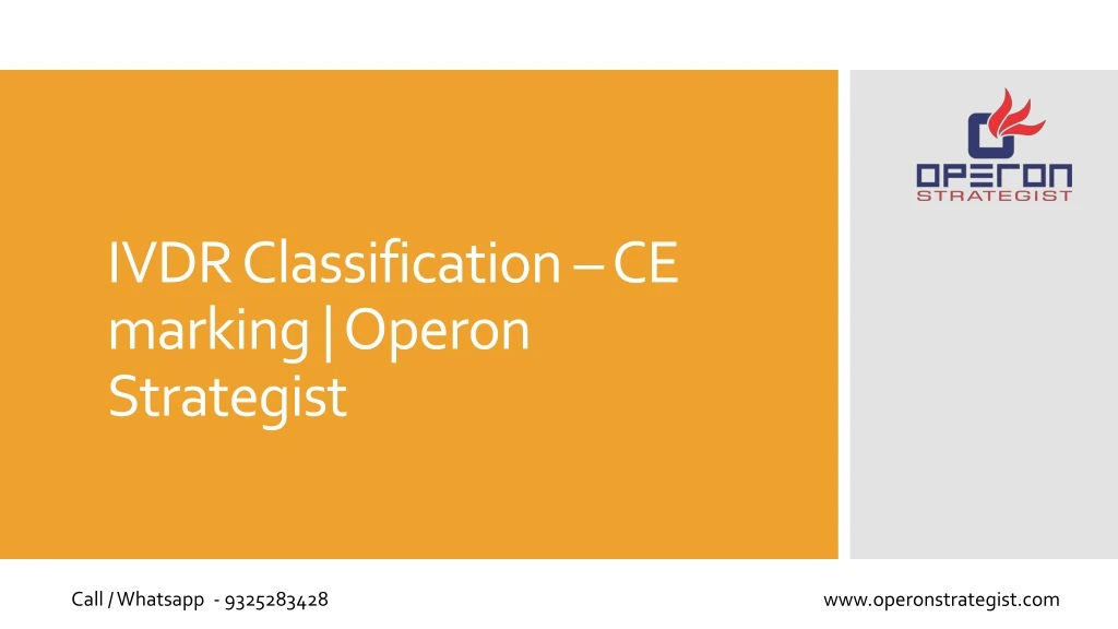 ivdr classification ce marking operon strategist