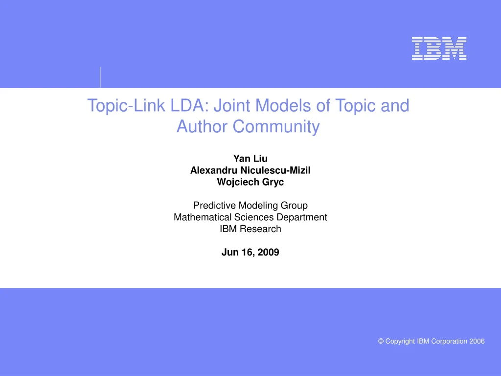 topic link lda joint models of topic and author community