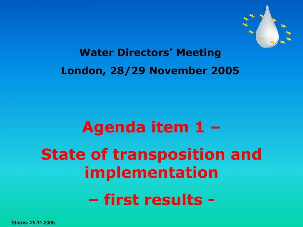 water directors meeting london 28 29 november 2005