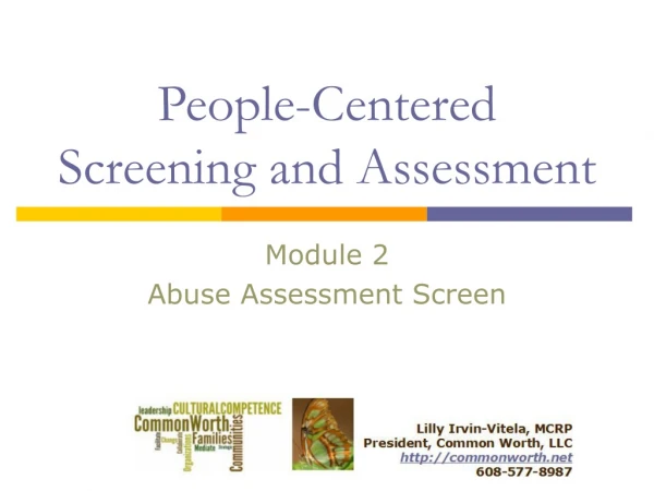 People-Centered Screening and Assessment