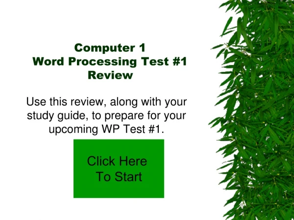 Computer 1 Word Processing Test #1 Review