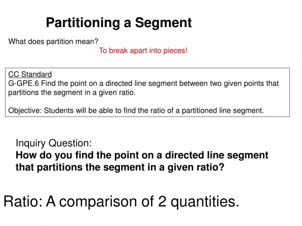 Partitioning a Segment