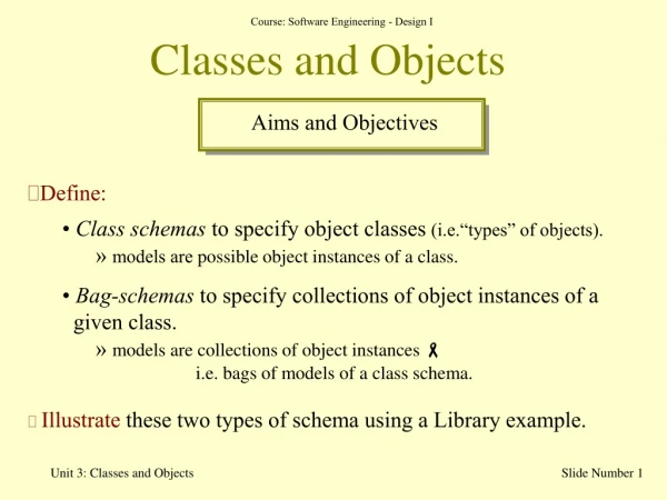 Classes and Objects