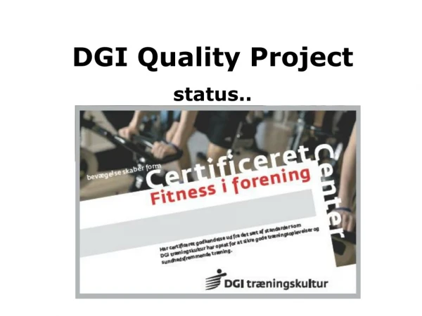 DGI Quality Project status..