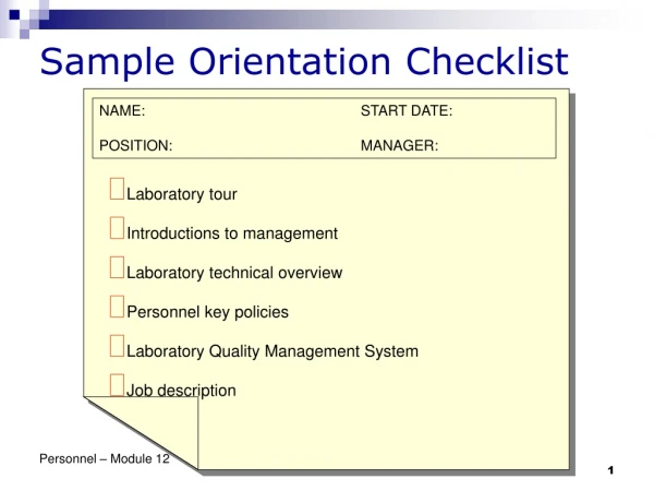 Sample Orientation Checklist