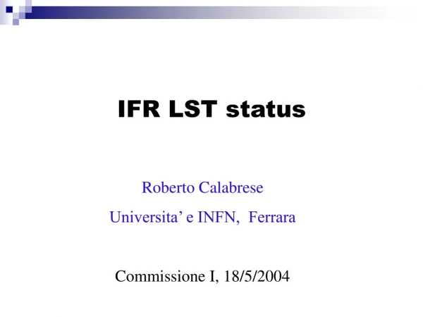 IFR LST status