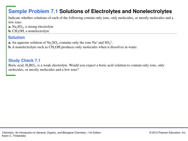 Sample Problem 7.1 Solutions of Electrolytes and Nonelectrolytes