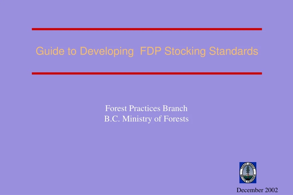 guide to developing fdp stocking standards