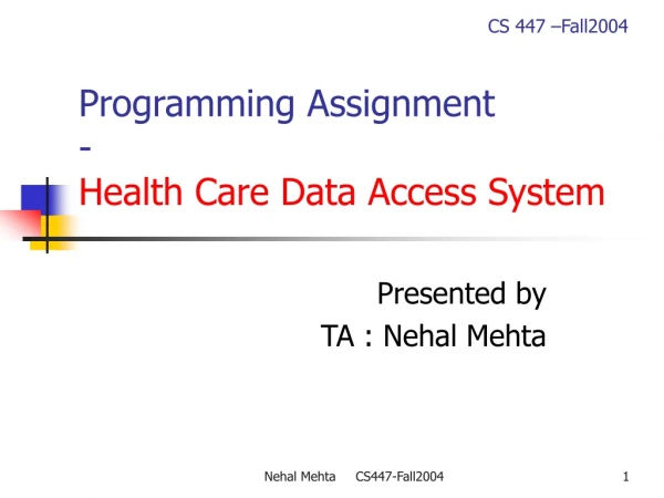 Programming Assignment - Health Care Data Access System