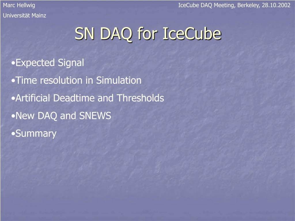 sn daq for icecube