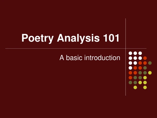 Poetry Analysis 101