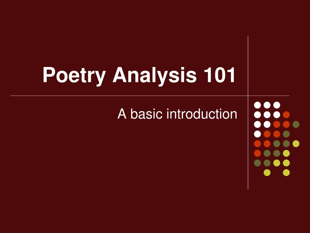 poetry analysis 101