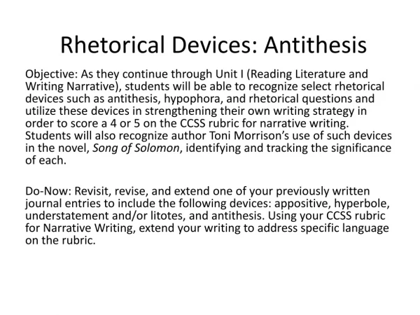 Rhetorical Devices: Antithesis