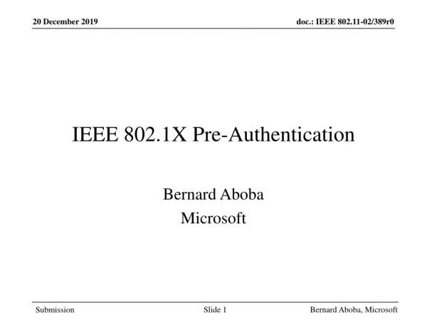 IEEE 802.1X Pre-Authentication