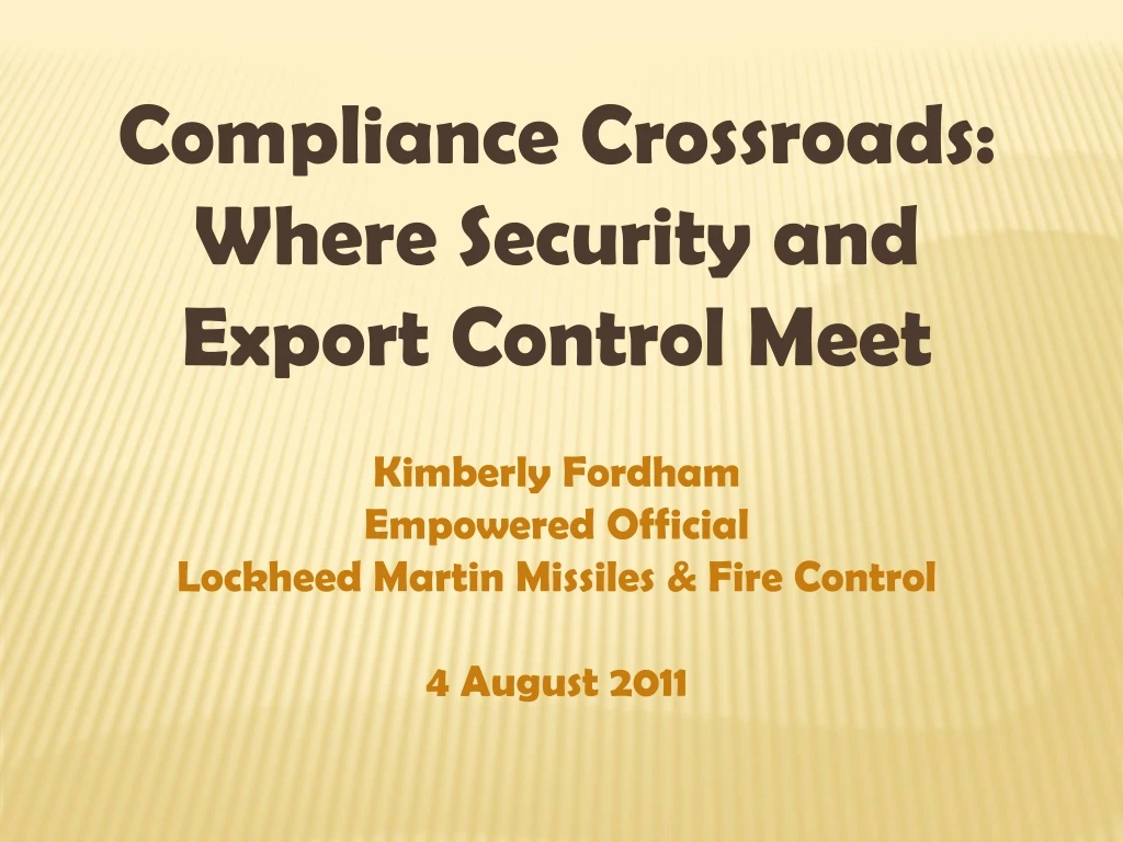compliance crossroads where security and export