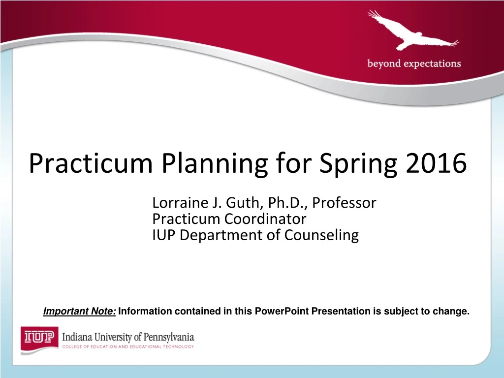 practicum planning for spring 2016
