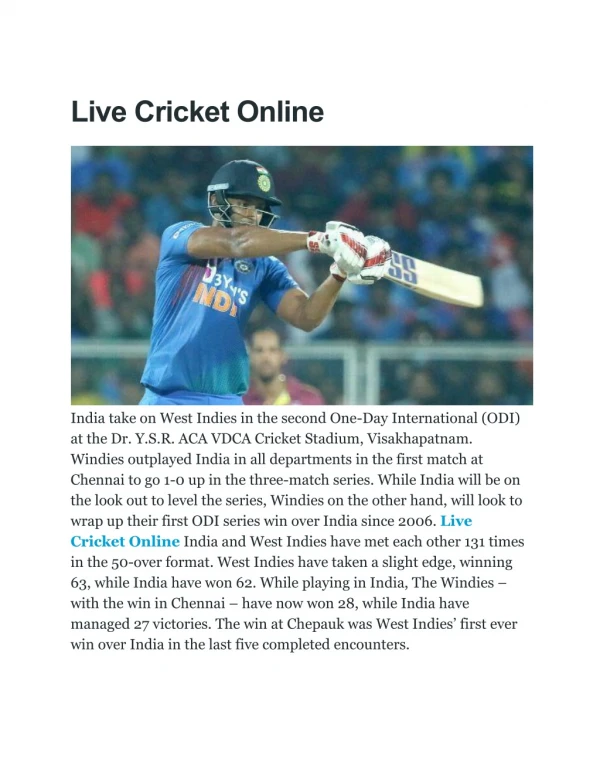 Live Cricket Online