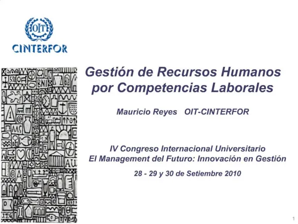 Gesti n de Recursos Humanos por Competencias Laborales Mauricio Reyes OIT-CINTERFOR