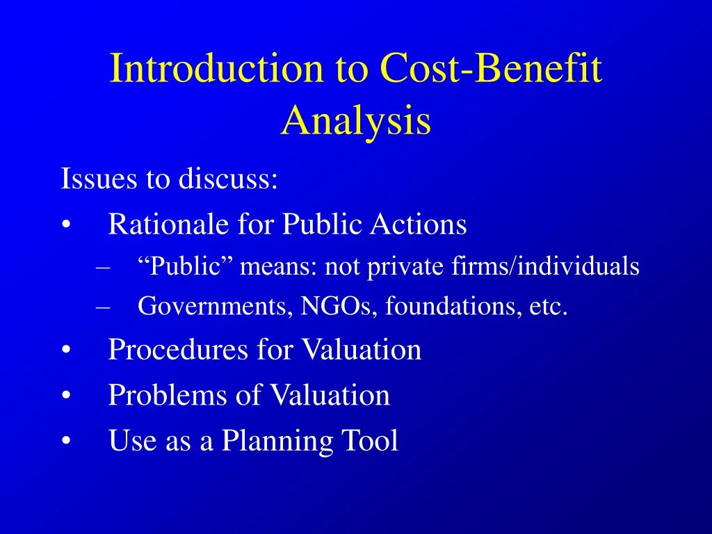 introduction to cost benefit analysis