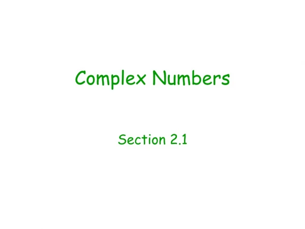 Complex Numbers