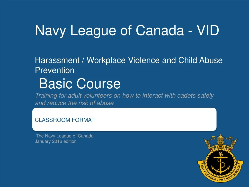 navy league of canada vid harassment workplace