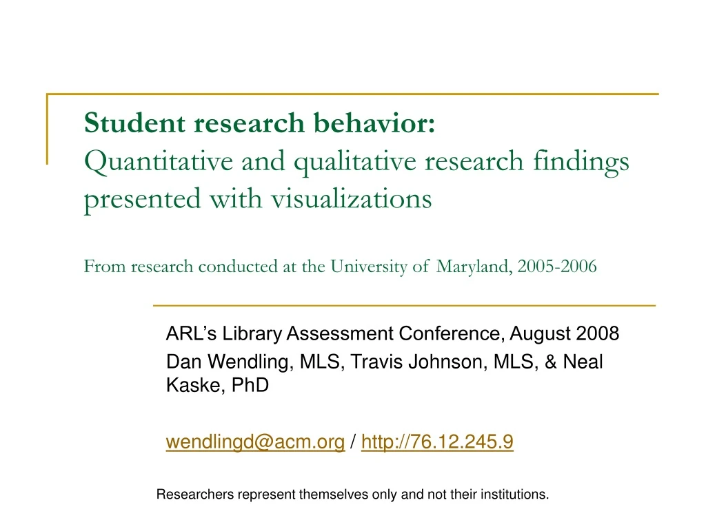 student research behavior quantitative